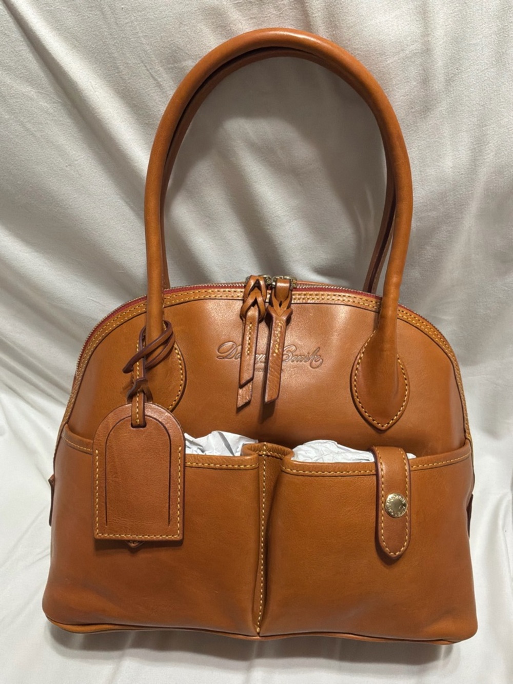 NWOT Dooney & Bourke Florentine Vacchetta Leather Dome Satchel, color Natural